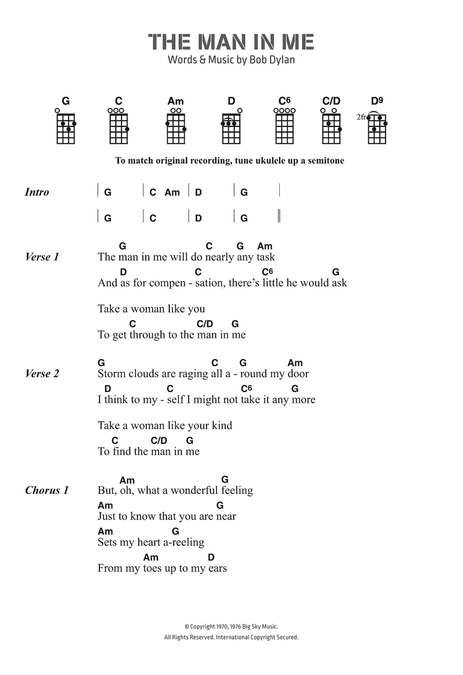 The Man In Me The Man In Me Piano, Vocal, Guitar scores gallery preview page 1