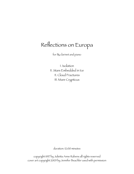 Reflections on Europa for clarinet and piano image number null