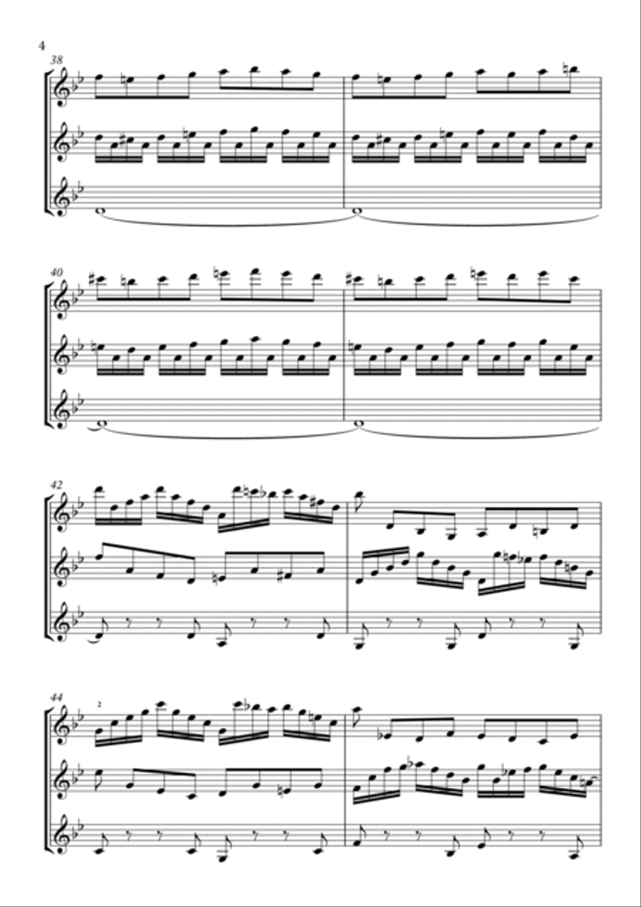 Fugue in G minor (from 3 Sonatas and 3 Partitas for Solo Violin) (BWV 1001) - arranged for 3 violins String Trio scores gallery preview page 4