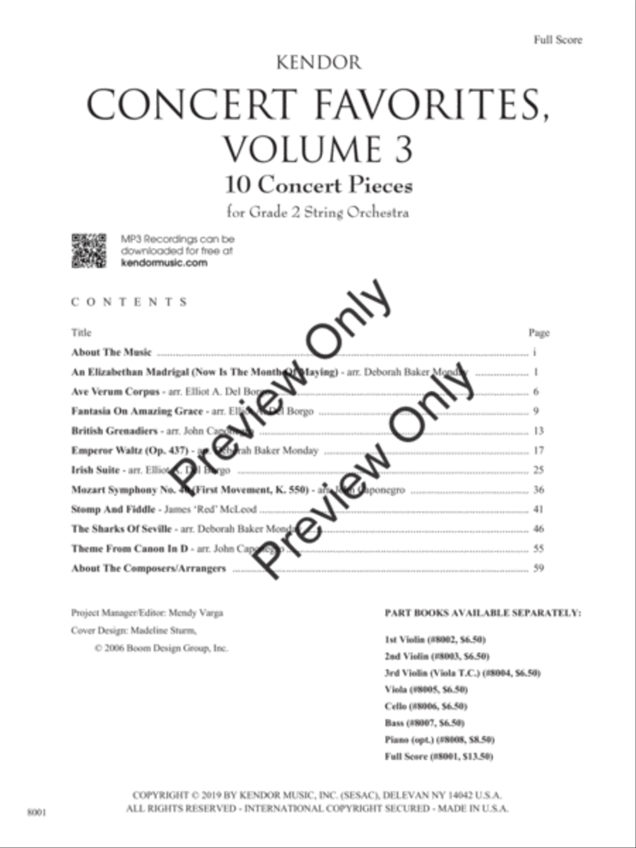 Kendor Concert Favorites, Volume 3 - 3rd Violin (Viola T.C.) Viola scores gallery preview page 2