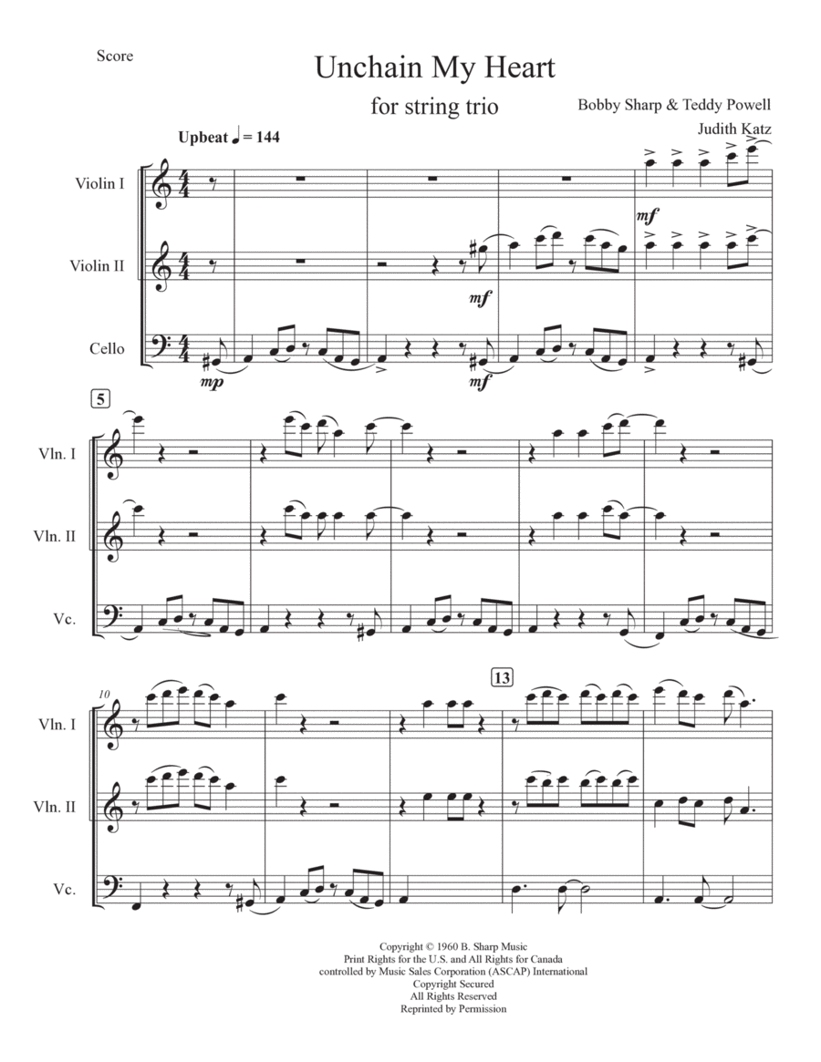 Unchain My Heart String Trio scores gallery preview page 1
