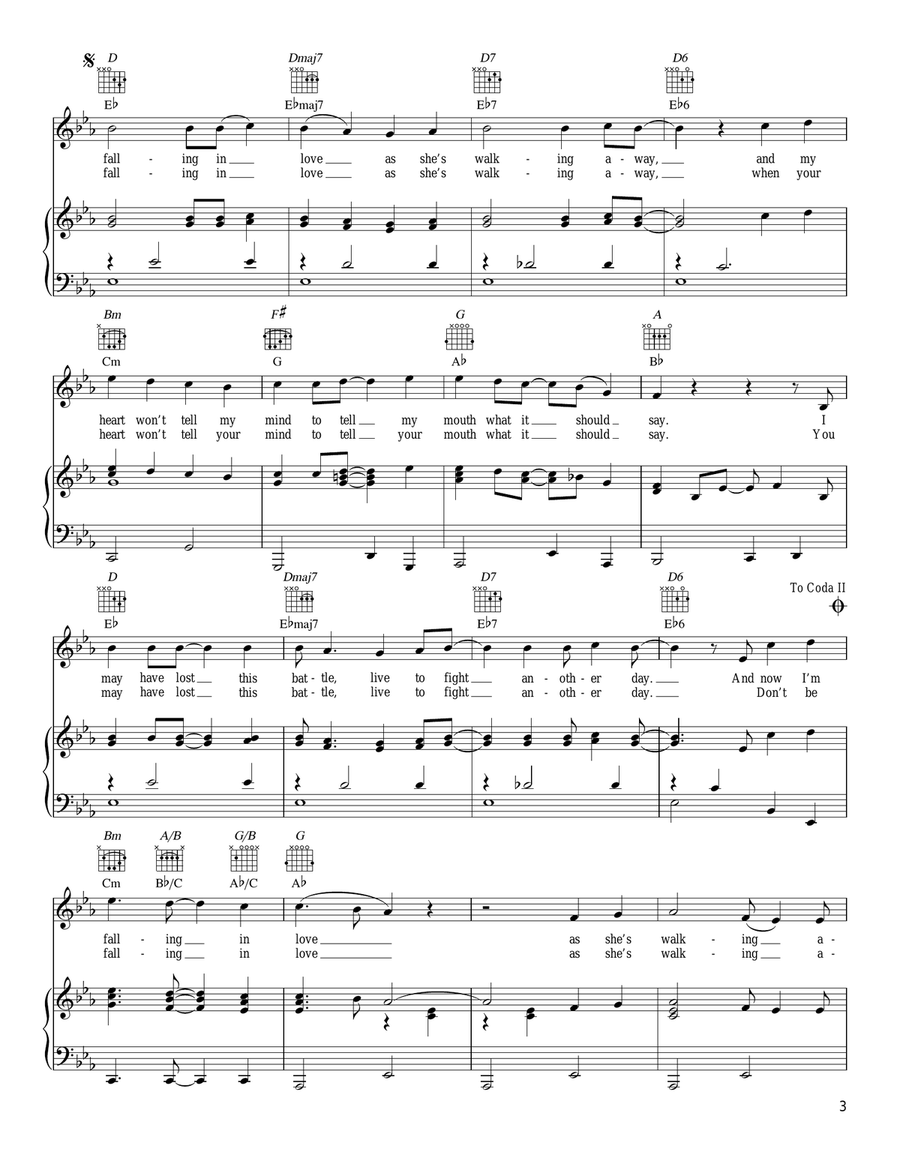As She's Walking Away Piano, Vocal, Guitar scores gallery preview page 3