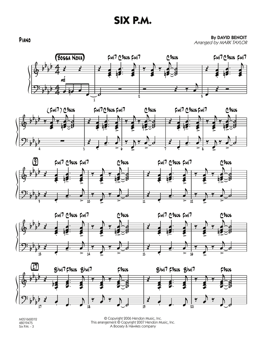 Six P.M. - Piano Six P.M. - Piano Jazz Ensemble scores gallery preview page 3