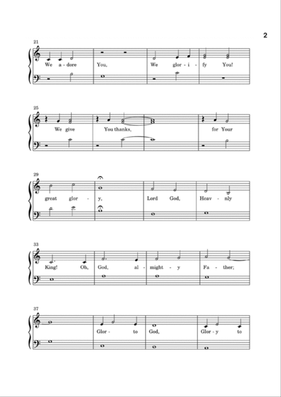 Glory to God (in the Highest) Easy Piano scores gallery preview page 2