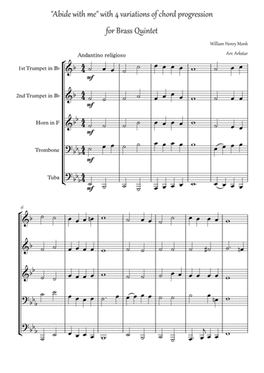 William Henry Monk: "Abide with Me" with 4 variations of chord progression for Brass Quintet image number null
