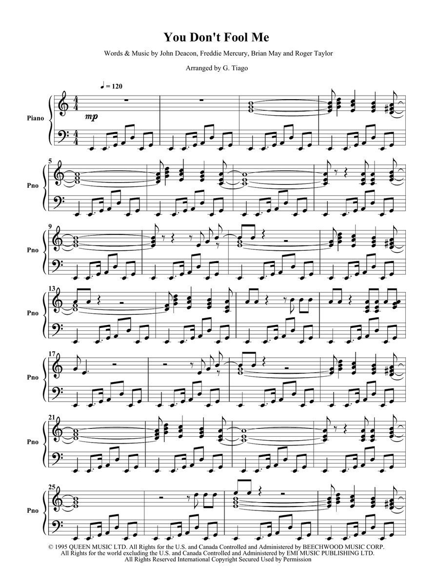 You Don't Fool Me Piano Solo scores gallery preview page 1