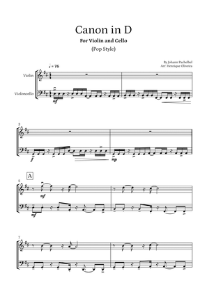 Book cover for Canon in D (Pop Style) - For Violin and Cello