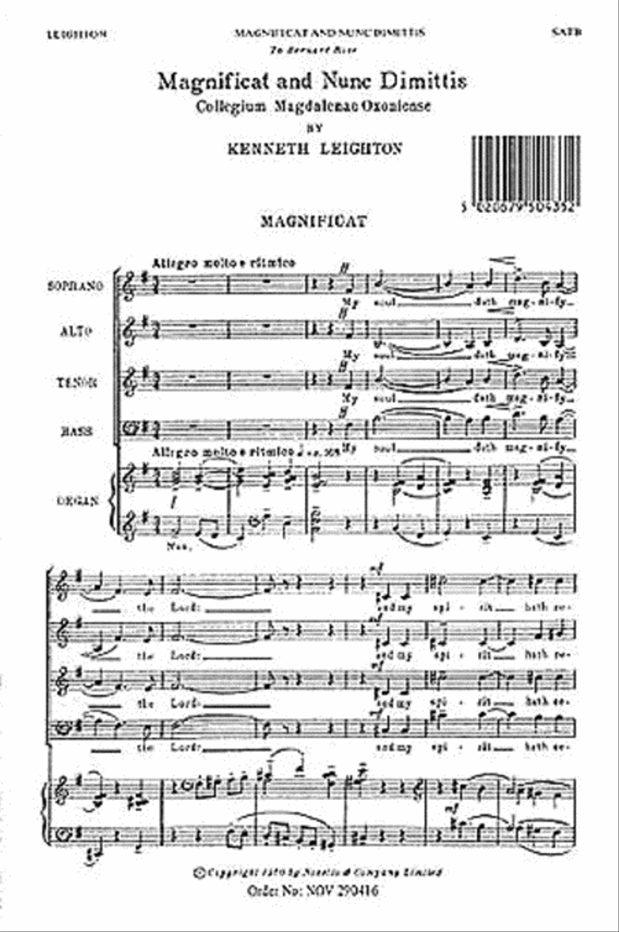 Magnificat and Nunc Dimittis (Magdalen Service) 4-Part scores gallery preview page 1