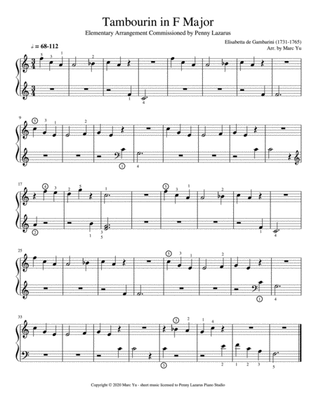 Tambourin - Elementary Piano Arrangement