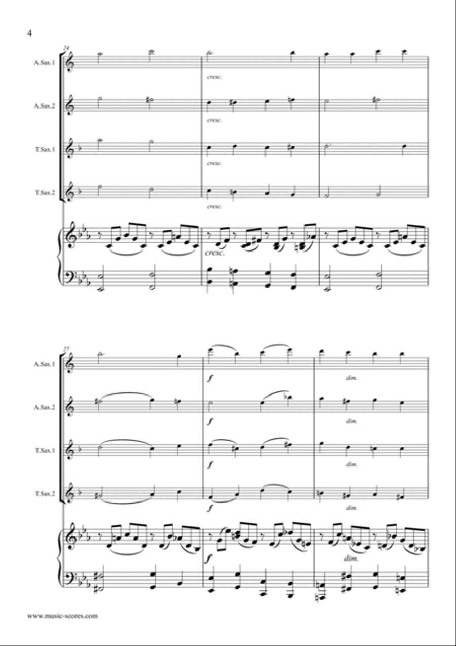 Cantique de Jean Racine - 2 Alto Saxes, 2 Tenor Saxes and Piano Woodwind Duet scores gallery preview page 4