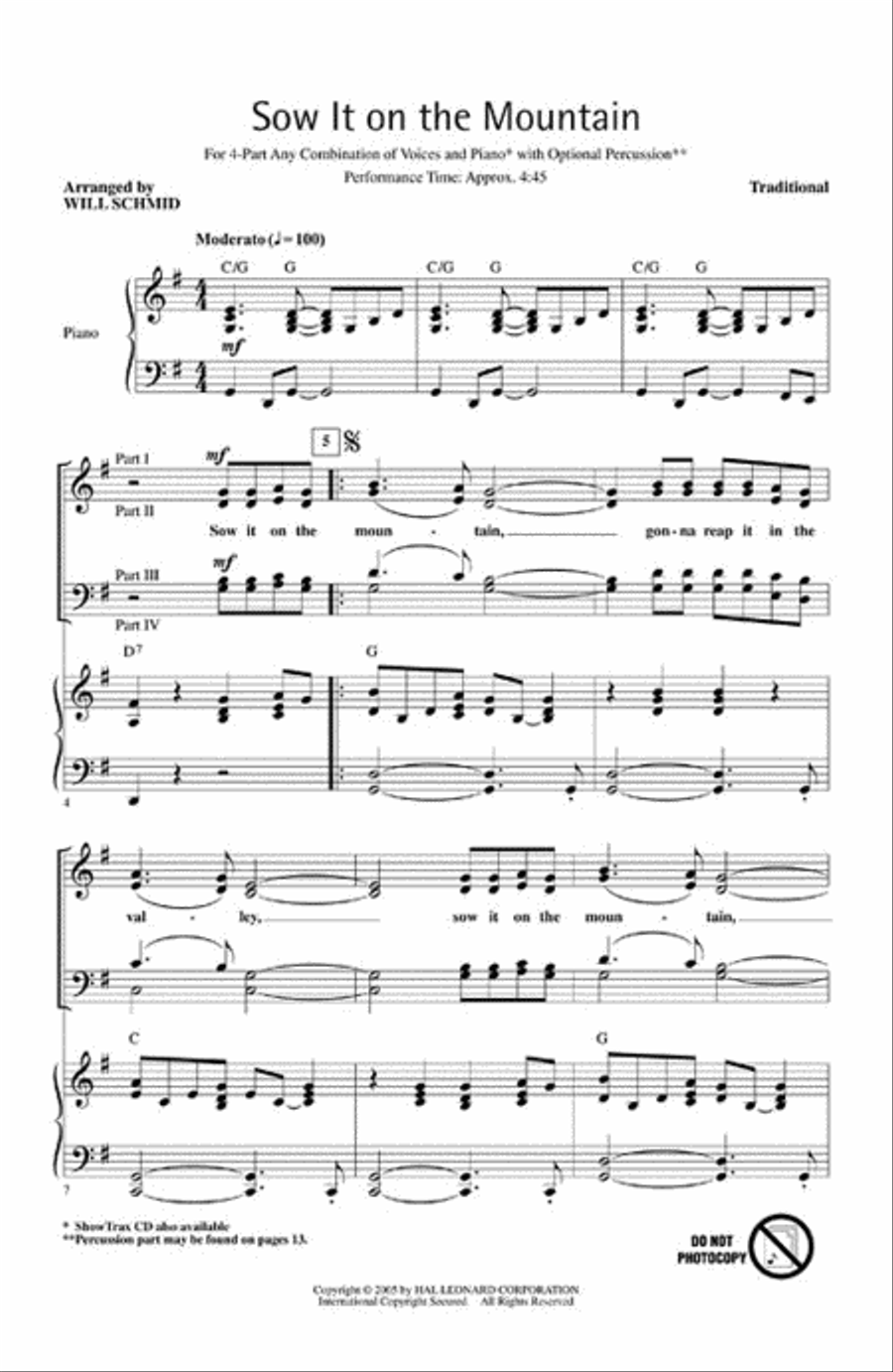 Sow It on the Mountain 4-Part scores gallery preview page 2