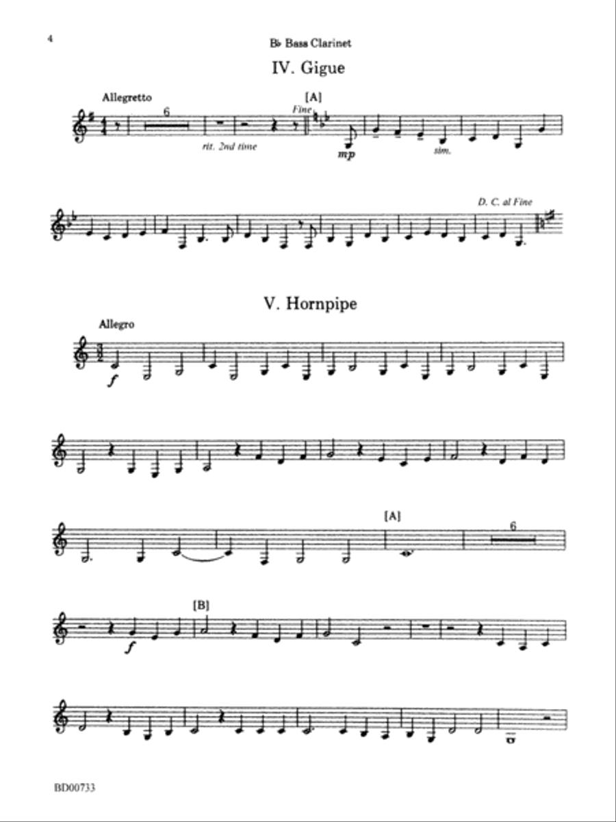 Water Music Suite: B-flat Bass Clarinet Concert Band scores gallery preview page 4