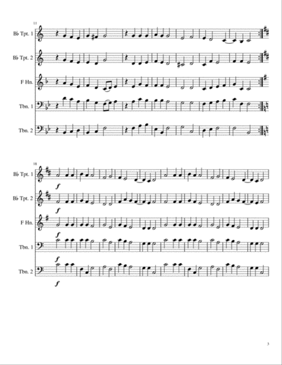 Lo, How A Rose E'er Blooming for Brass Quartet Brass Quartet scores gallery preview page 3