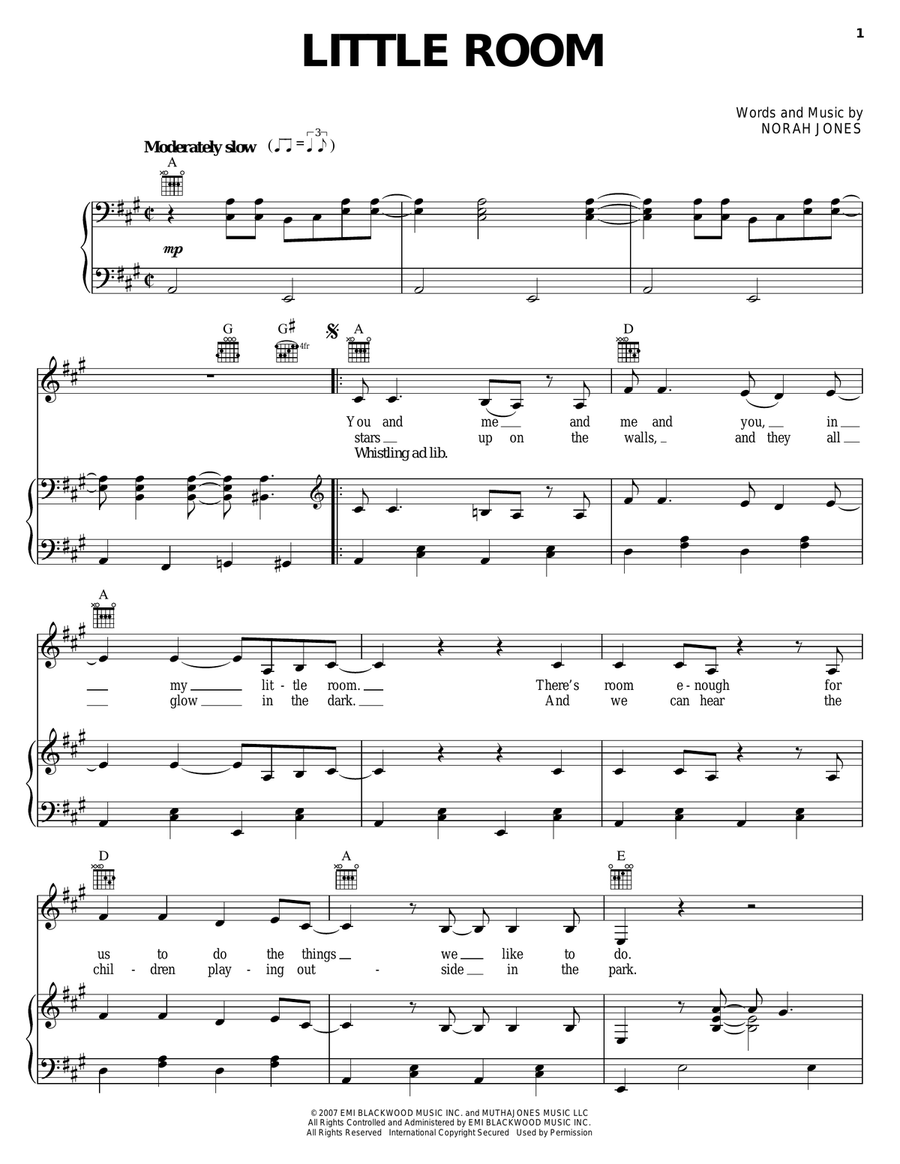 Little Room Piano, Vocal, Guitar scores gallery preview page 1