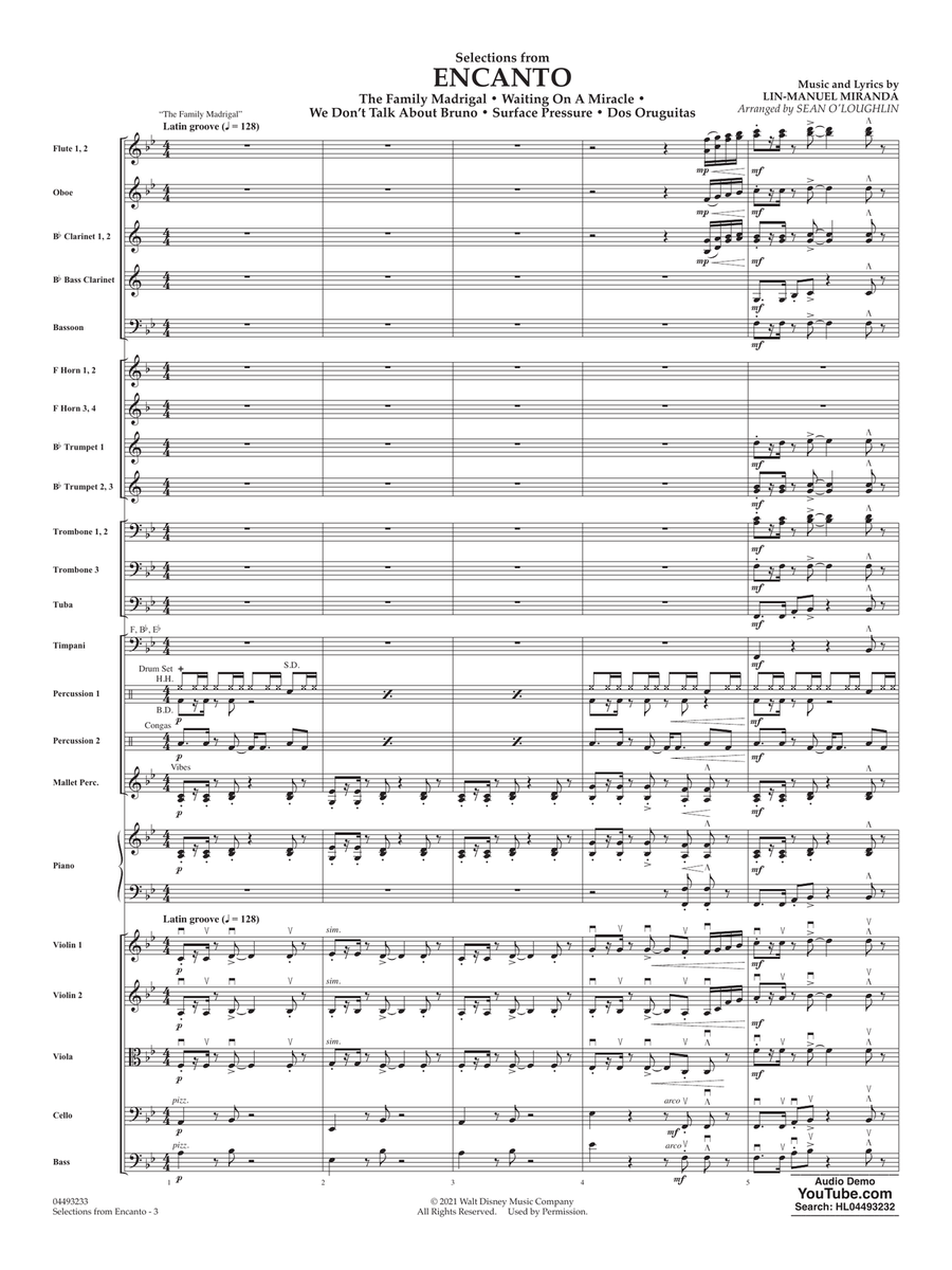 Selections from Encanto (arr. Sean O'Loughlin) - Conductor Score (Full Score) Full Orchestra scores gallery preview page 3