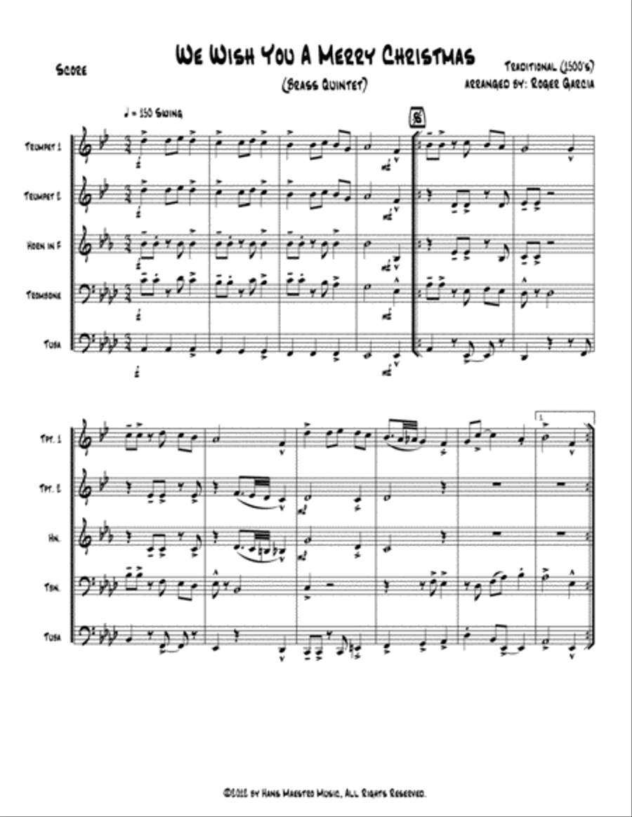 We Wish You A Merry Christmas Brass Ensemble scores gallery preview page 2