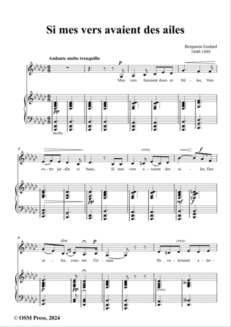 B. Godard-Si mes vers avaient des ailes(Could my songs their way be winging),in G flat Major Voice scores gallery preview page 2