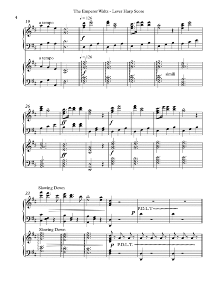 Emperor Waltz, Lever Harp Score & Parts image number null