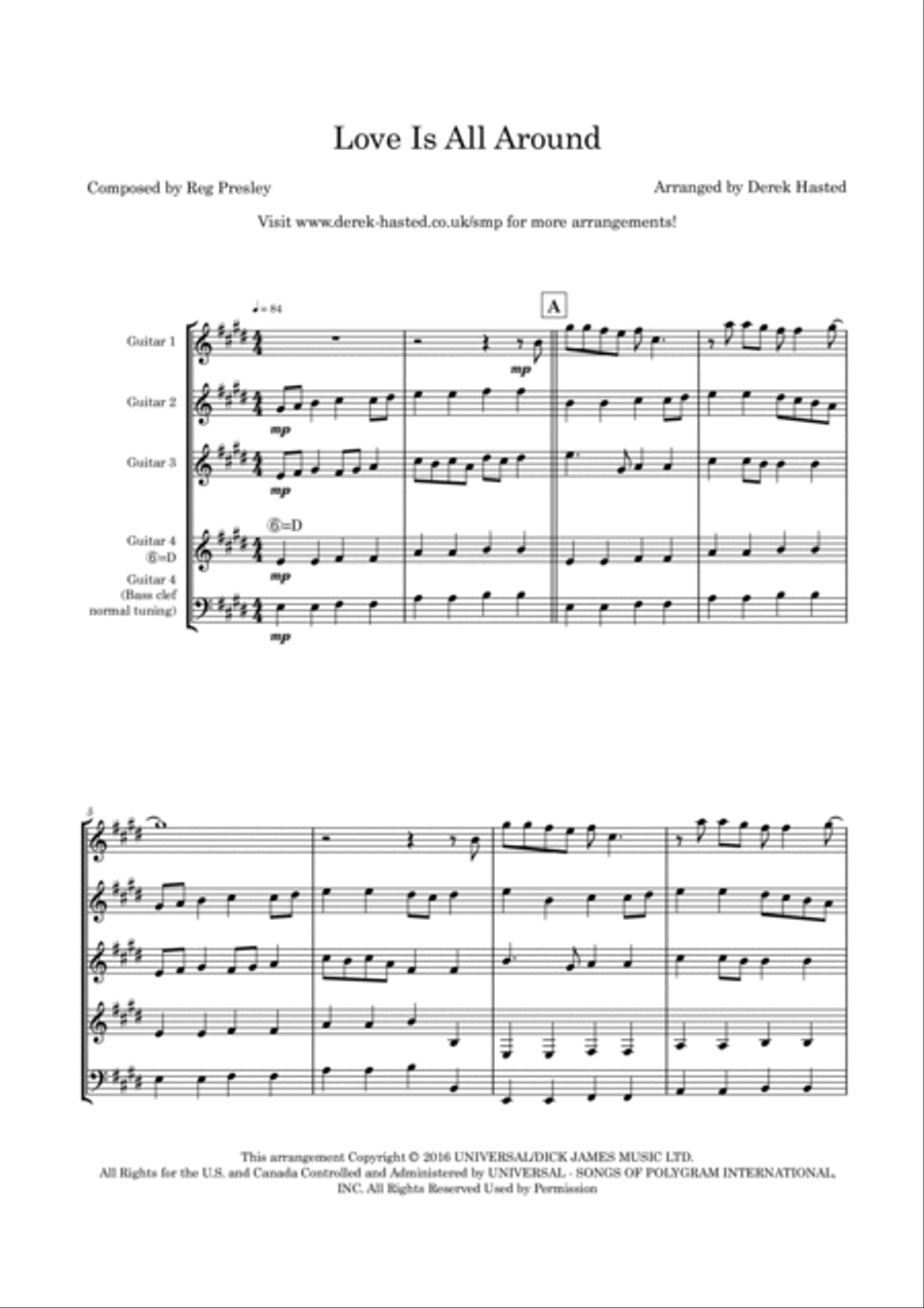 Love Is All Around Guitar Ensemble scores gallery preview page 4