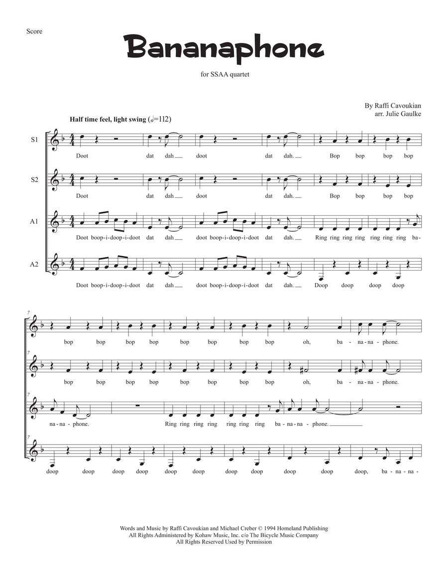 Bananaphone SSAA scores gallery preview page 1