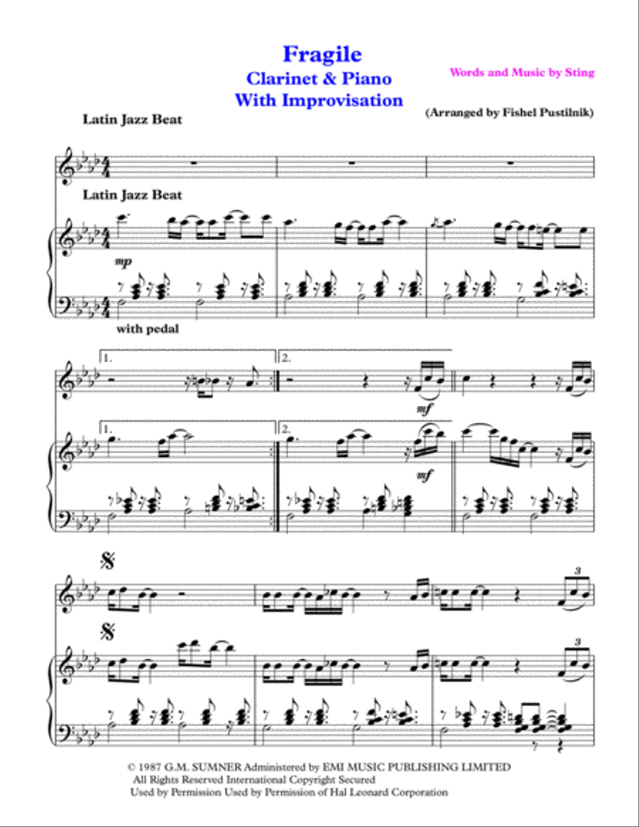 Fragile Clarinet Solo scores gallery preview page 2