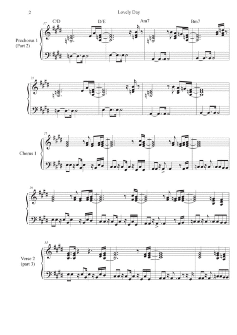 Lovely Day Piano Solo scores gallery preview page 2
