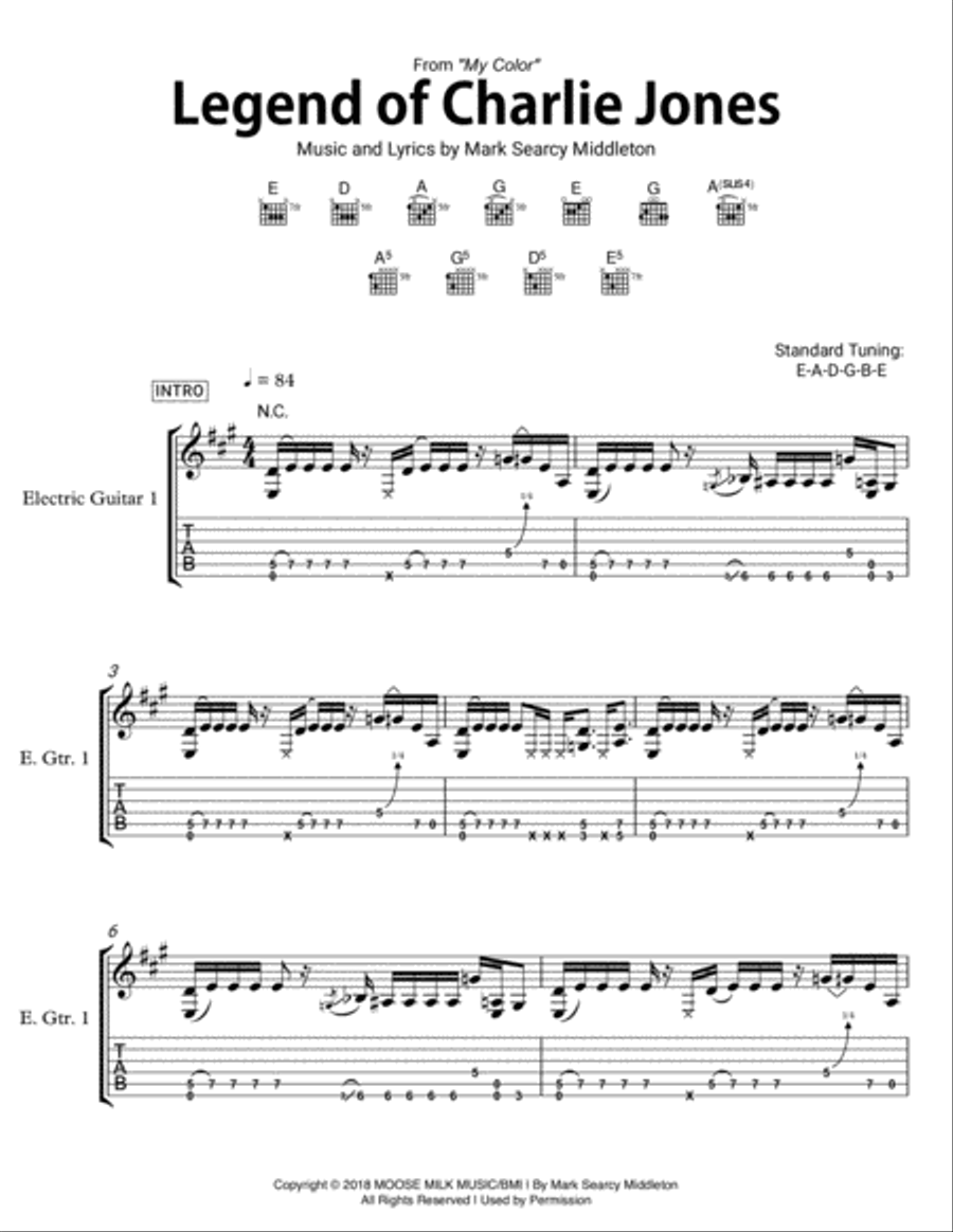Legend of Charlie Jones Electric Guitar scores gallery preview page 1