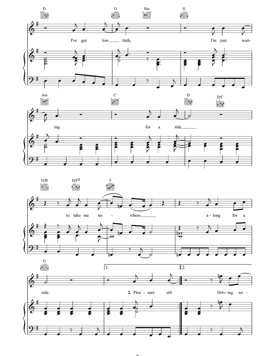 Driving Nowhere Piano, Vocal, Guitar scores gallery preview page 2