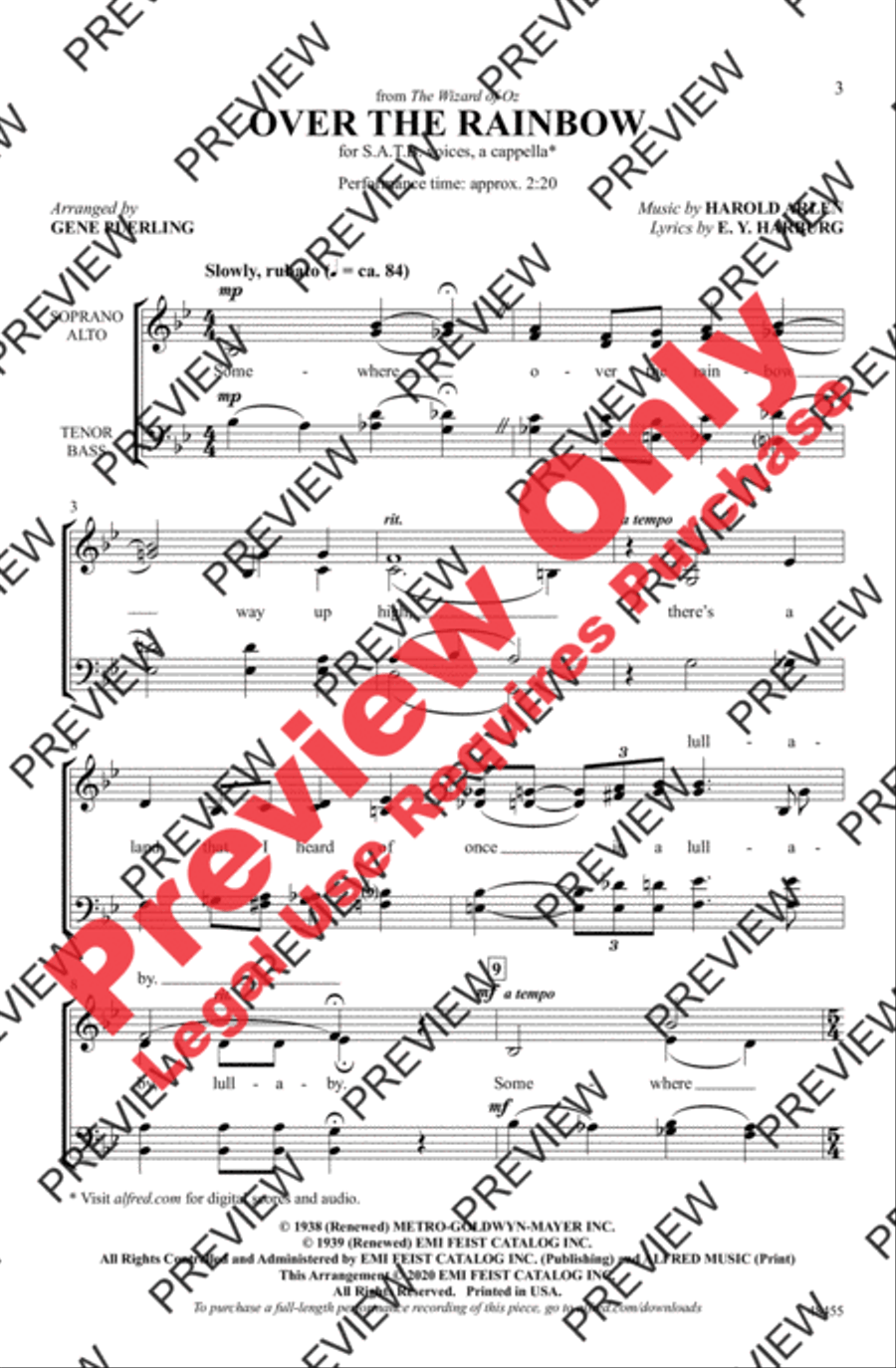Over the Rainbow Over the Rainbow 4-Part scores gallery preview page 2