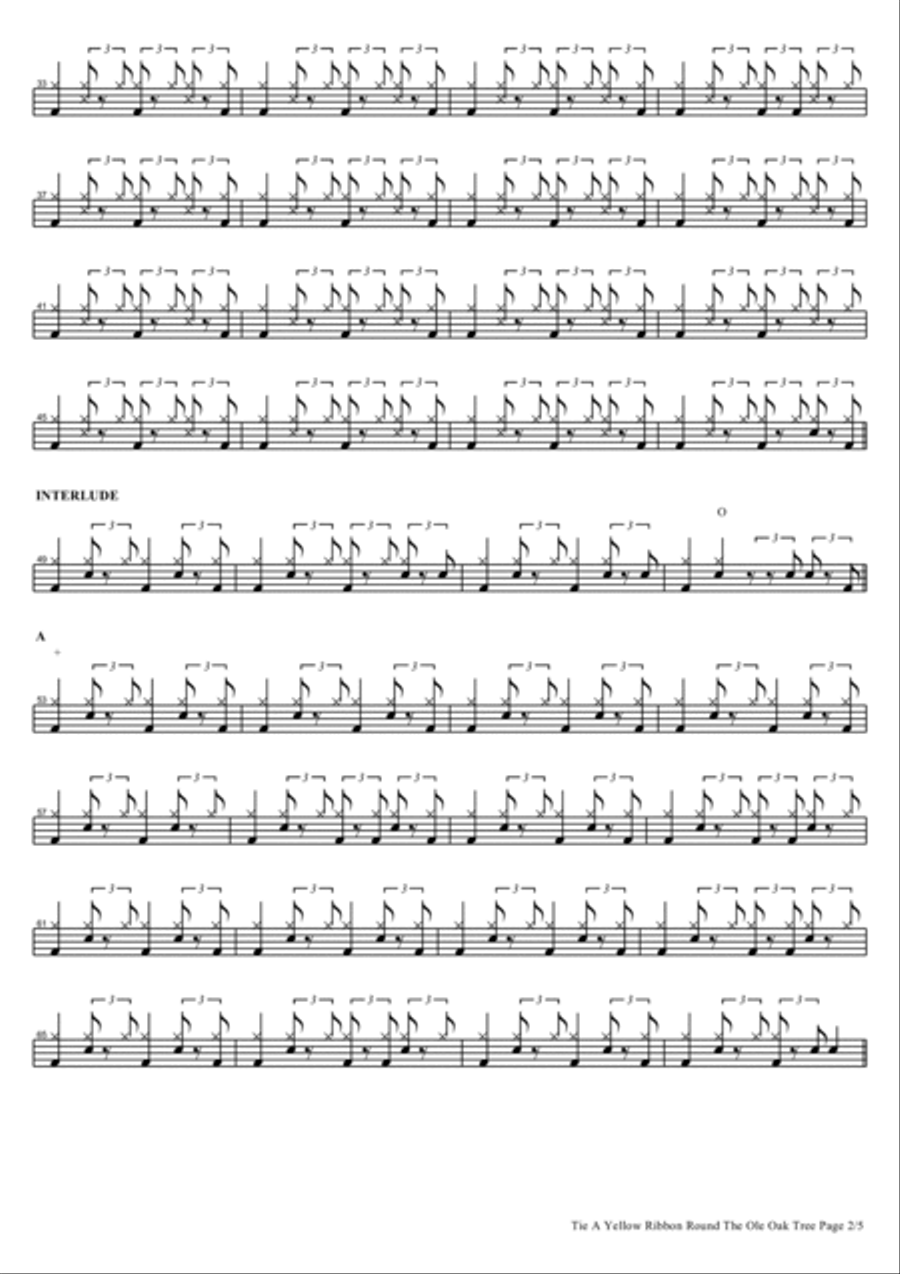 Tie A Yellow Ribbon Round The Ole Oak Tree Drum Set scores gallery preview page 2