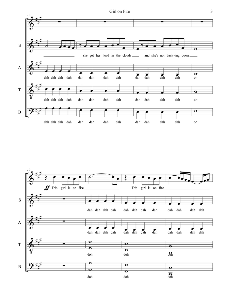 Girl On Fire Girl On Fire 4-Part scores gallery preview page 3