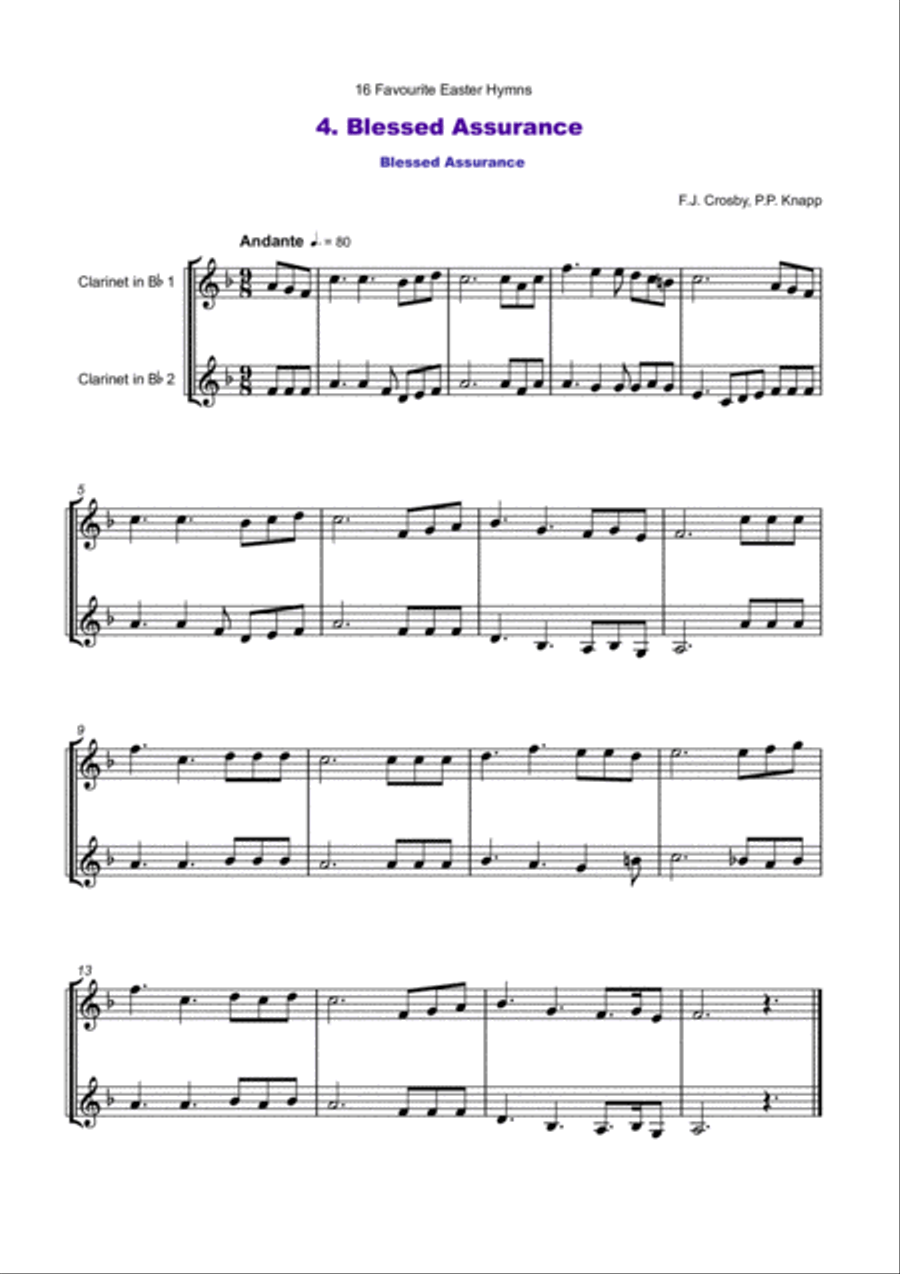 16 Favourite Easter Hymns for Clarinet Duet Clarinet Duet scores gallery preview page 5