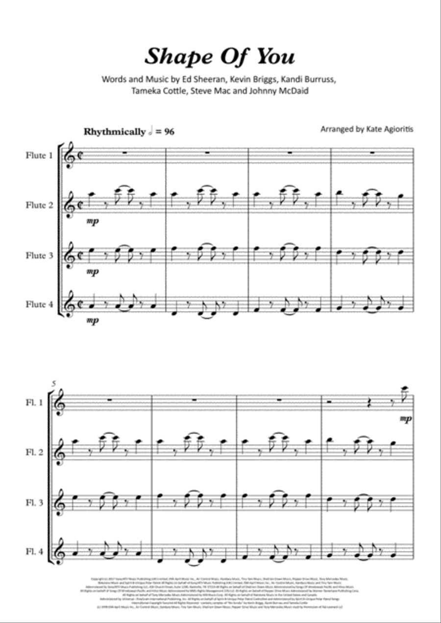 Shape Of You Flute Quartet scores gallery preview page 2