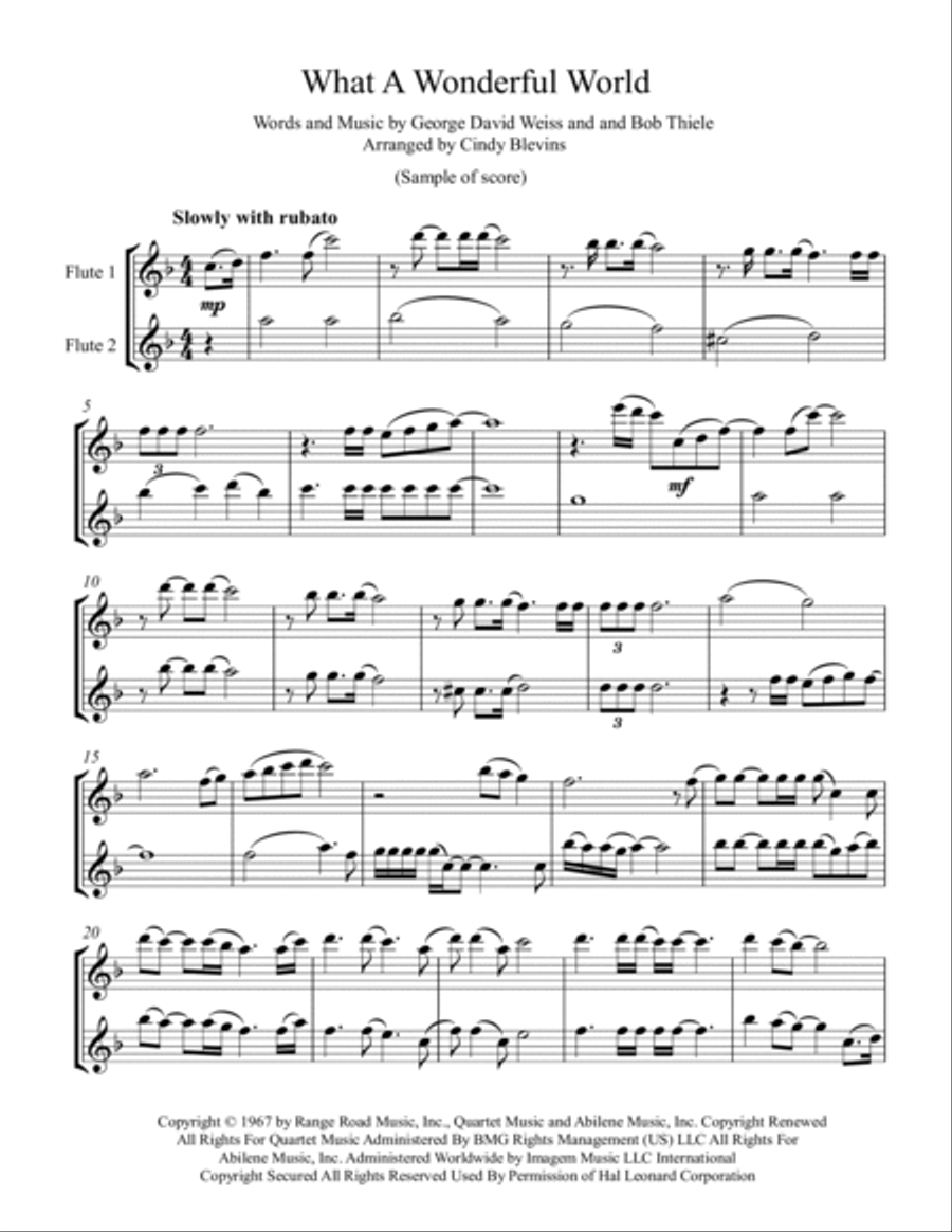 What A Wonderful World Flute Duet scores gallery preview page 2