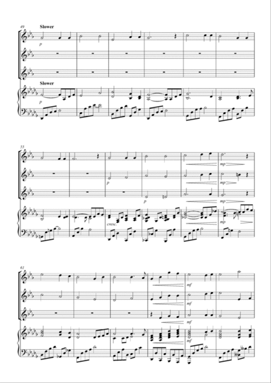 HYMN FOR TRUMPET TRIO - Count Your Blessings, Nearer Still Nearer Small Ensemble scores gallery preview page 3