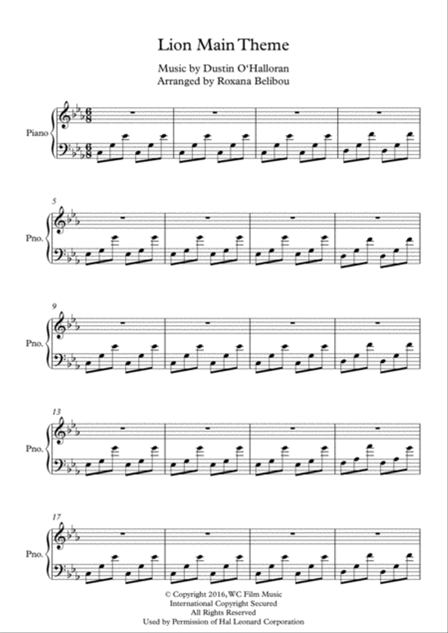 Main Theme Piano Solo scores gallery preview page 1