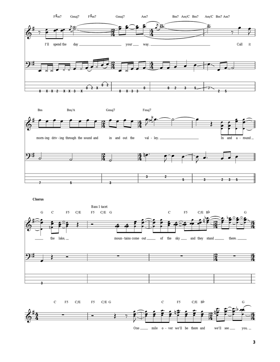 Roundabout Bass Guitar Tablature scores gallery preview page 3