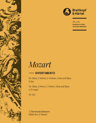 Book cover for Divertimento in D major K. 251