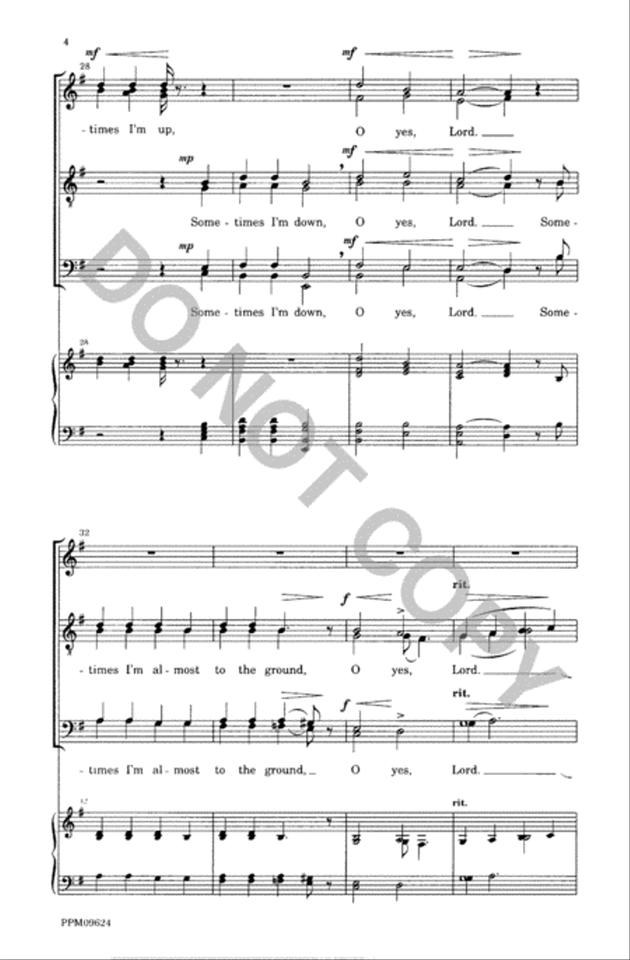Sometimes I Feel Like A Motherless Child/Nobody Knows the Trouble I've Seen A Cappella scores gallery preview page 5