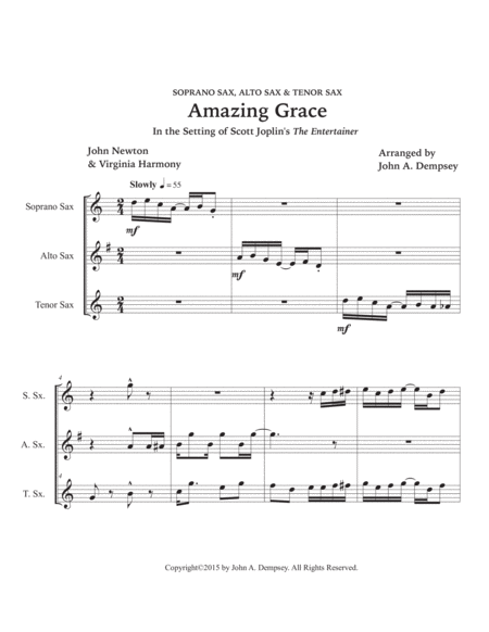 Amazing Grace / The Entertainer (Sax Trio: SAT) image number null