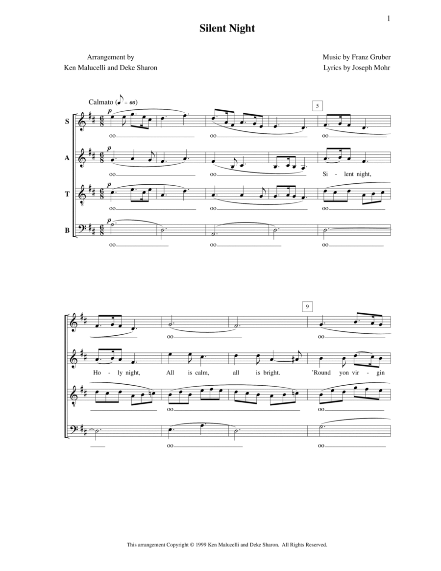 Silent Night Silent Night 4-Part scores gallery preview page 1