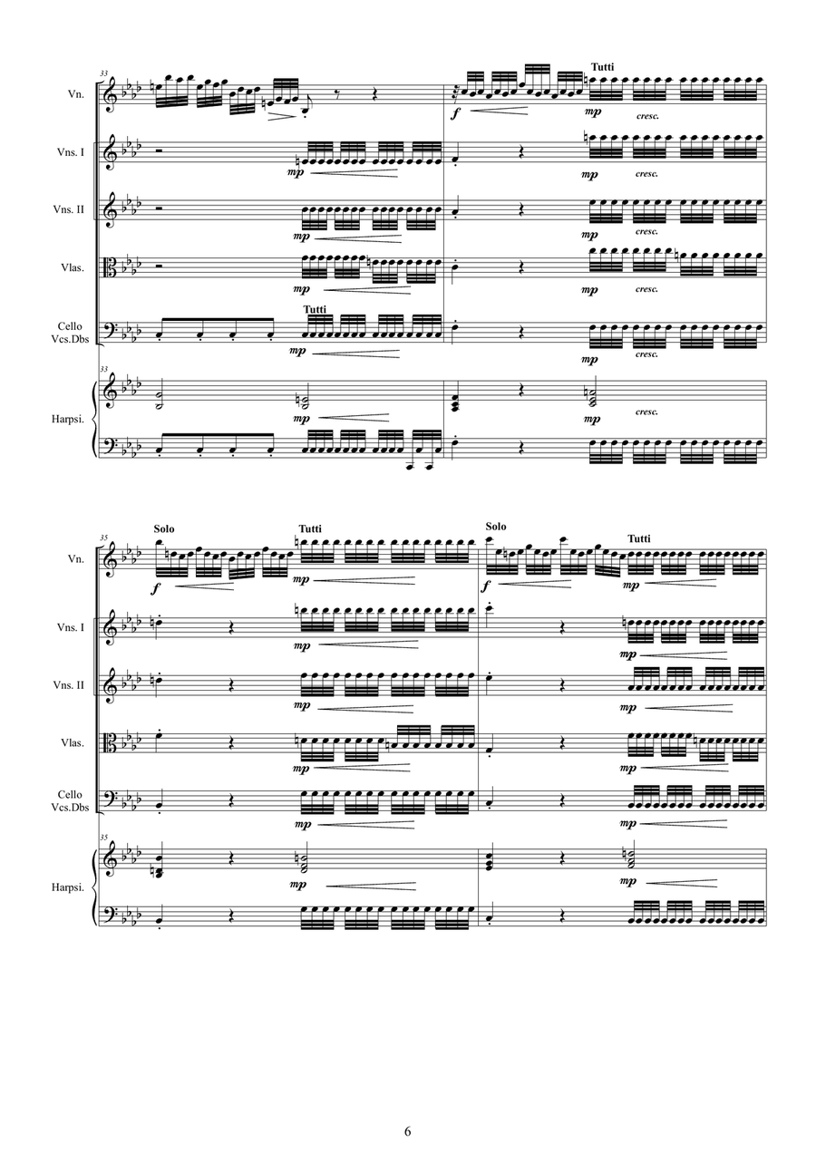 Vivaldi - Violin Concerto No.4 in F minor (Winter) RV 297 Op.8 for Violin, Strings and Harpsichord Chamber Orchestra scores gallery preview page 6