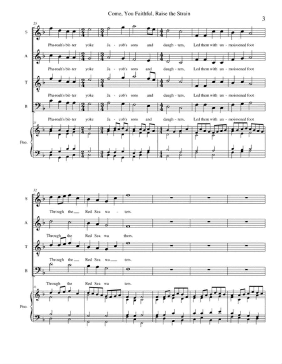 Come, You Faithful, Raise the Strain 4-Part scores gallery preview page 4