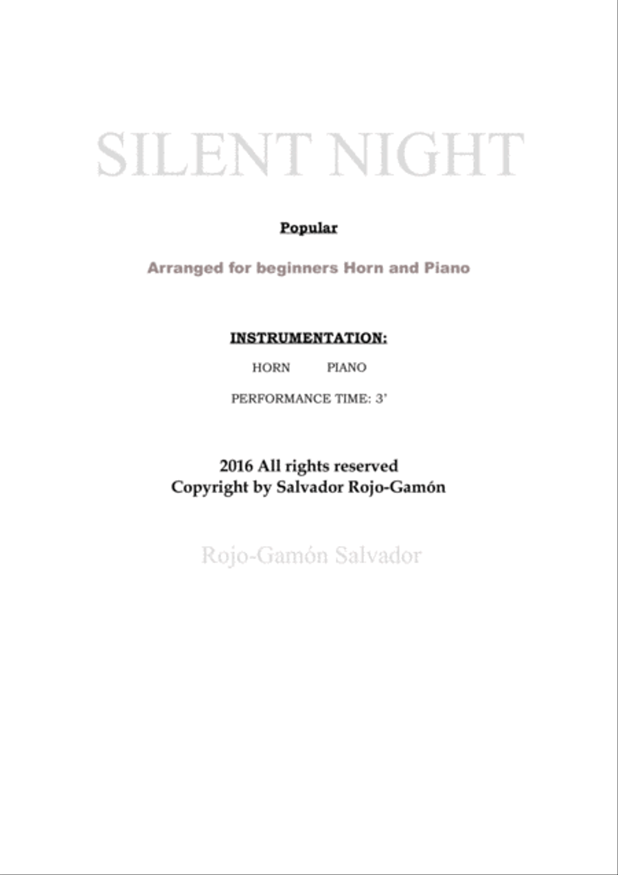 Silent Night (For Horn and Piano) Brass Duet scores gallery preview page 2