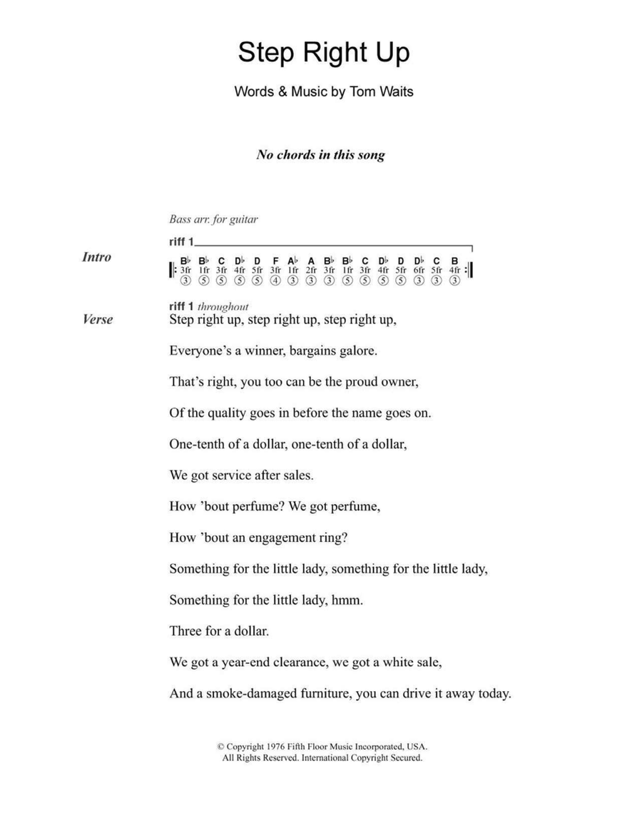 Step Right Up Easy Guitar scores gallery preview page 1