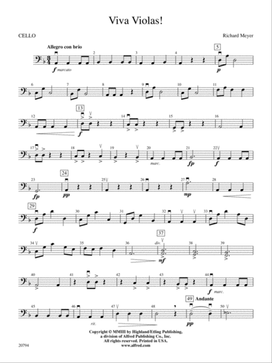 Viva Violas!: Cello Viva Violas!: Cello String Orchestra scores gallery preview page 1