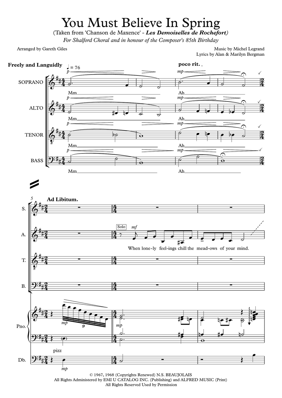 You Must Believe In Spring 4-Part scores gallery preview page 2