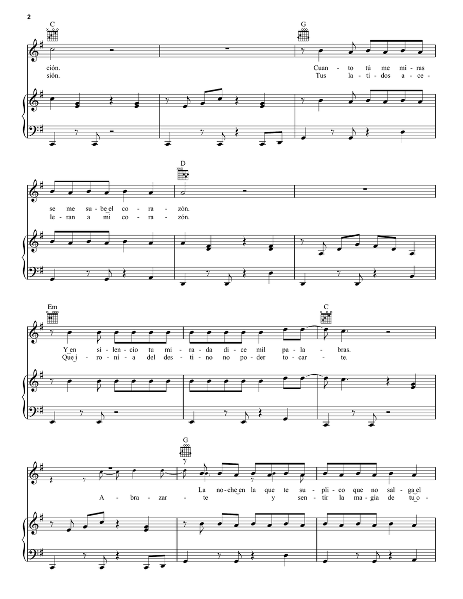 Bailando Piano, Vocal, Guitar scores gallery preview page 2