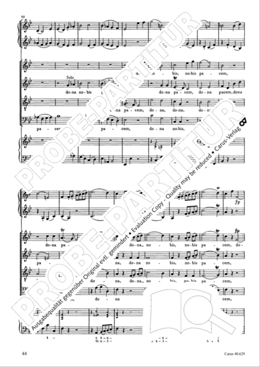 Missa brevis in B flat major 4-Part scores gallery preview page 45