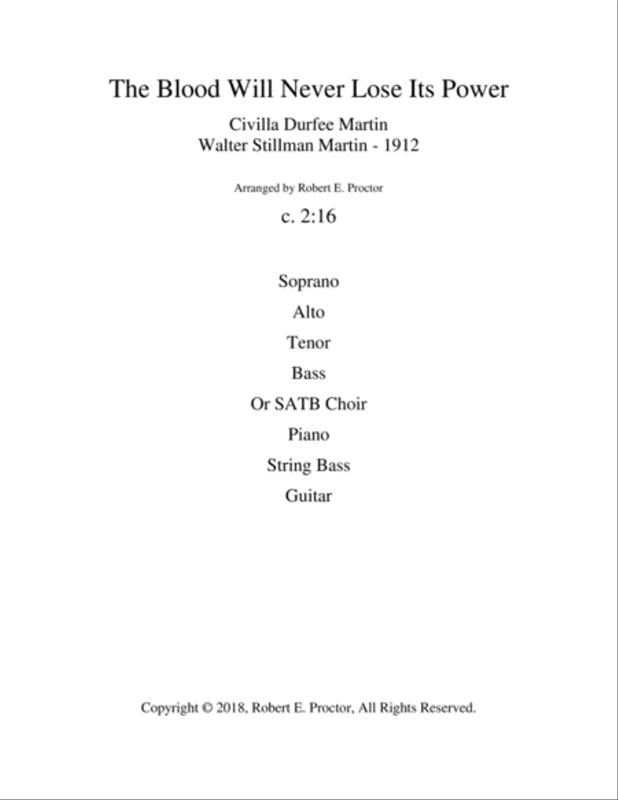 The Blood Will Never Loses Its Power - 1912 4-Part scores gallery preview page 1